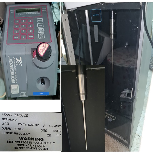 מעבד אולטראסוני יד שנייה Vibracell Misonix Sonicator XL2020 ותא השתקה